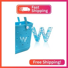 HLUWA Letter Charms for Bogg Bag, Alphabet Blue Sequin Lettering Accessories Cha