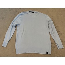 DKNY Mens Light Blue Crewneck Sweater 100 Cotton Knit Large Long Sleeve