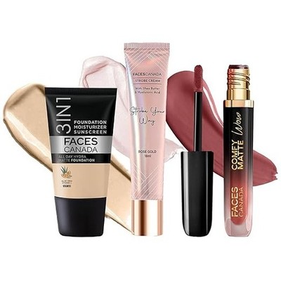 FACES CANADA Celeb Glow Combo | Strobe Cream - Rose Gold, 18ml + Hydra Matte Fou