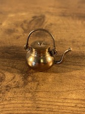Miniature Copper Kettle Teapot w Lid Tiny Dollhouse Decor 1.5  Vintage