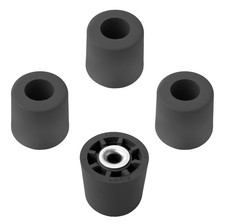 4 Large Extra Tall 2 Black Round Rubber Feet Bumper w/Metal Insert - 1" H x ...
