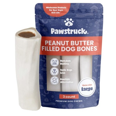Large 5-6'' Filled Dog Bones, Peanut Butter Flavor - Made in USA, Long Lasting...