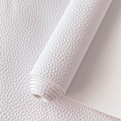 XHT Lychee Texture Vinyl Solid Color Faux 11.8 inches x 53 inches, White
