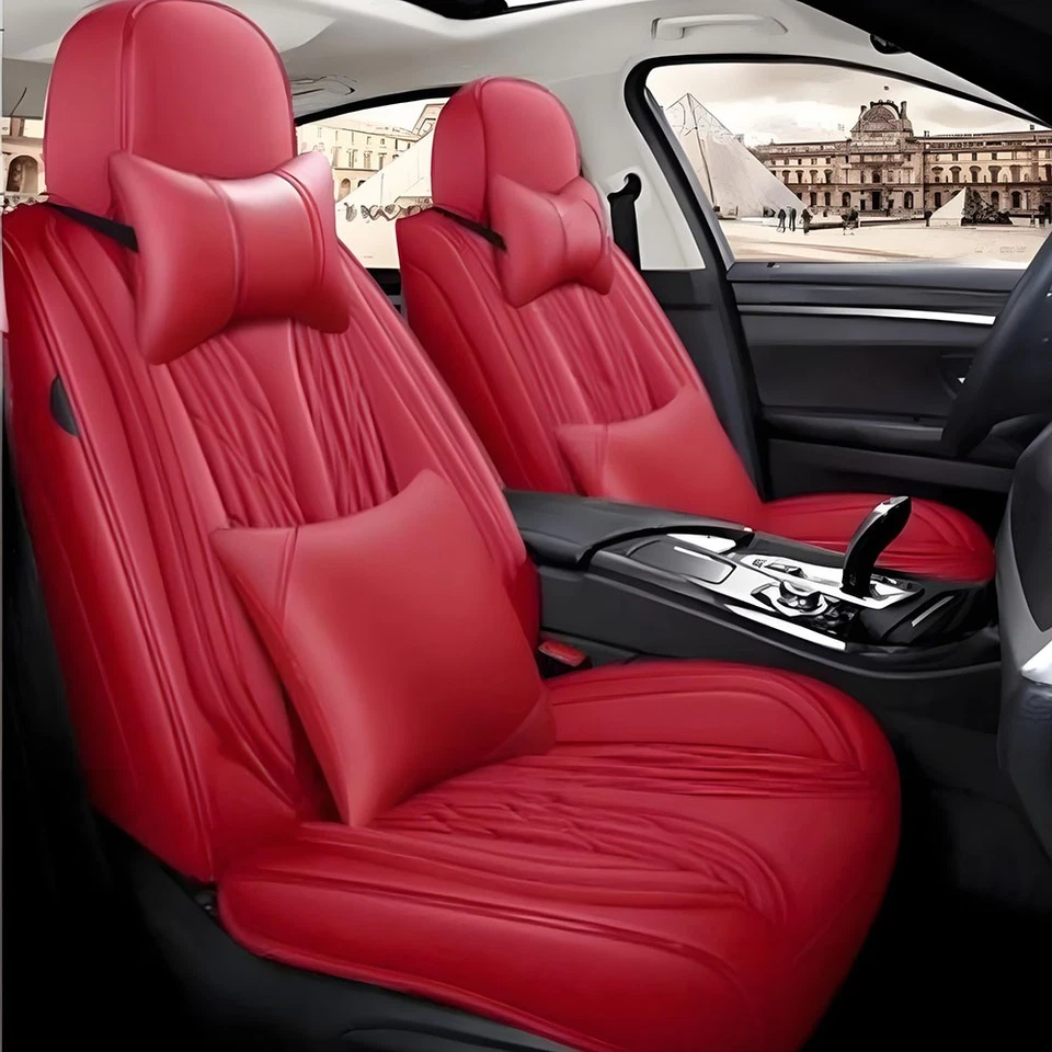 Leather Full Set Car Seat Cover 5 Seat 2 Front Rear Protectors Cushion For Kia Foto 4 de 4