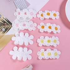 2Pcs Sweet Embroidery Flower Hair Clips For Kids Girls BB Clip Hair Accessories