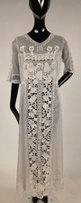 LAVISH EDWARDIAN HAND MADE LACE  BATISTE DRESS W NET TOP TRIMMED IN SOUTACHE