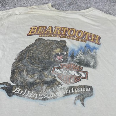 Vintage Harley Davidson T Shirt Mens XXL Bear Graphic Distress Billings Montana