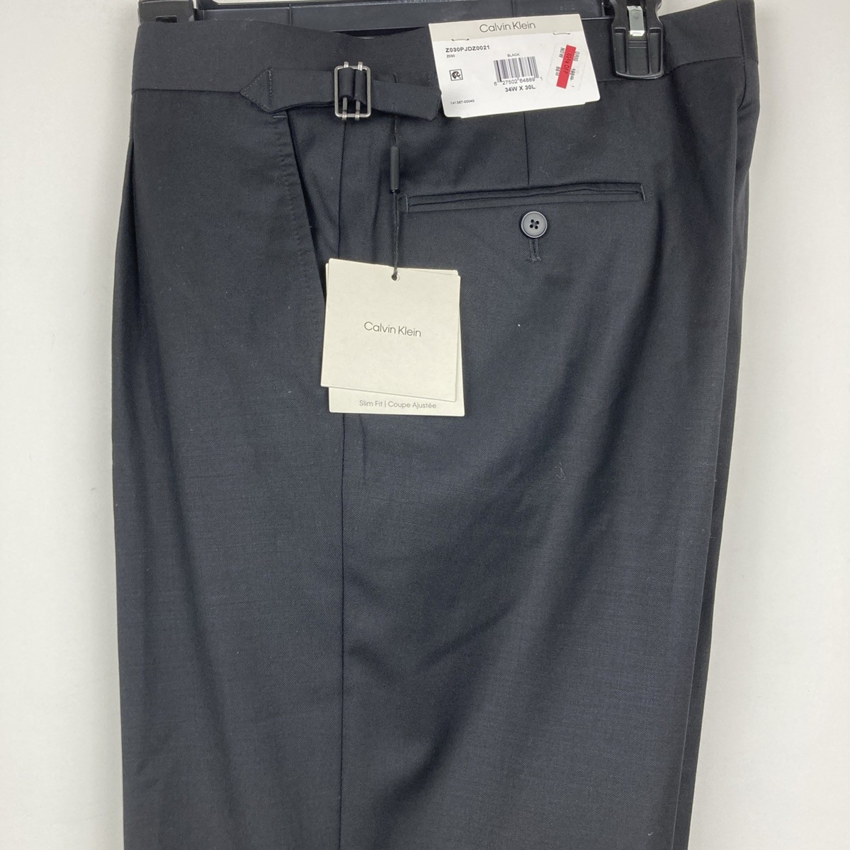 Calvin Klein Mens Slim fit Dress Pants Black Solid 100%wool 34W 32L | eBay
