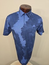 Adidas Mens Small Blue Floral Short Sleeve Golf Polo Shirt