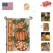 Charming Pumpkins Fall Garden Flag 12x18 Inch - Double-Sided, Fade Resistant