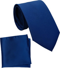 Regular Tie and Pocket Square for Men, Solid Color Necktie Set, 3.2 inch Standar