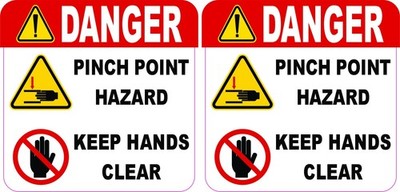 StickerTalk Danger Pinch Point Hazard Safety Warning Sticker 3x3 inch