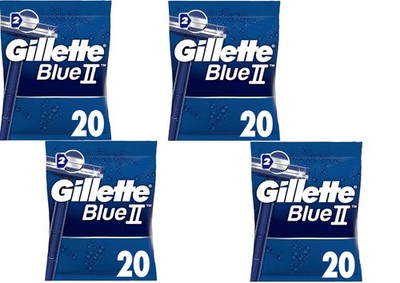 4x Gillette BlueII Herren Einwegrasierer, 20 Stück, insgesamt 80 Stück