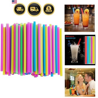 Assorted Bright Colors Jumbo Smoothie Straws, Wide Plastic Disposable Milksha...