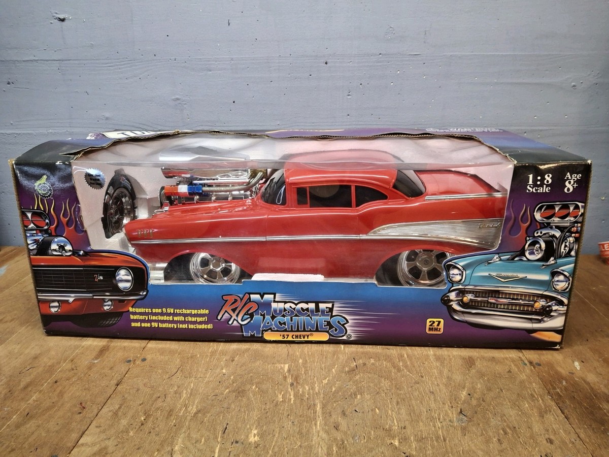 Toy Car Muscle Machines 1:8 Scale R/C in Box ('57 Chevy) 1990 (Red