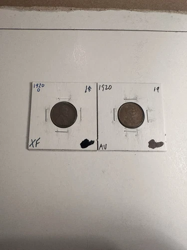(2) Lincoln Wheat Pennies- 1920-D XF, 1920 AU