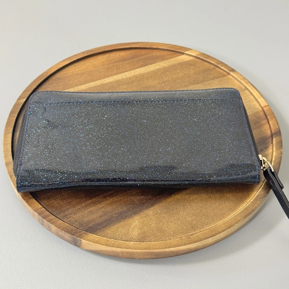 Cartera Kate Spade Brillo Cremallera Alrededor Negra Brillante Foto 4 de 4