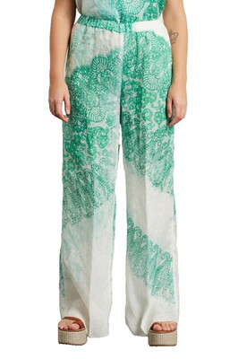  MARINA RINALDI  Linen Printed Trousers PLUS MR 33= US 24W_ It62_De54_Gb28_Fr58