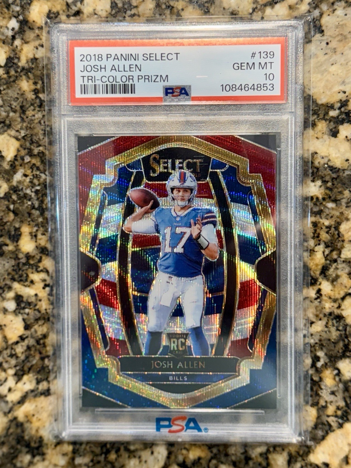 2018 Panini Select Josh Allen Rookie Tri-Color Prizm #’d /199 - PSA 10 Gem Mint
