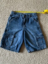 Vintage Wrangler Boys Size 14 Reg Denim Cargo Shorts Adjustable Waist 82 Cotton