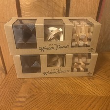 Adventure Set of 3 Wooden Brain Teaser Puzzles Irregular Cube Strategy Wooden