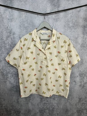 Marina Rinaldi Floral Kurzarm Hemd Bluse Made in Italy Damen Größe XL