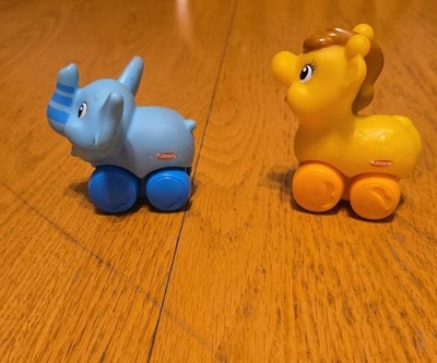 Playskool Mini Wheel Pals animals yellow giraffe blue elephant lot