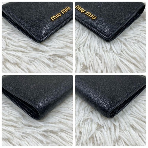 Miu Miu Compact Bifold Wallet LeaBrown Black with Built-in IC Chip Authentic - Picture 5 of 24