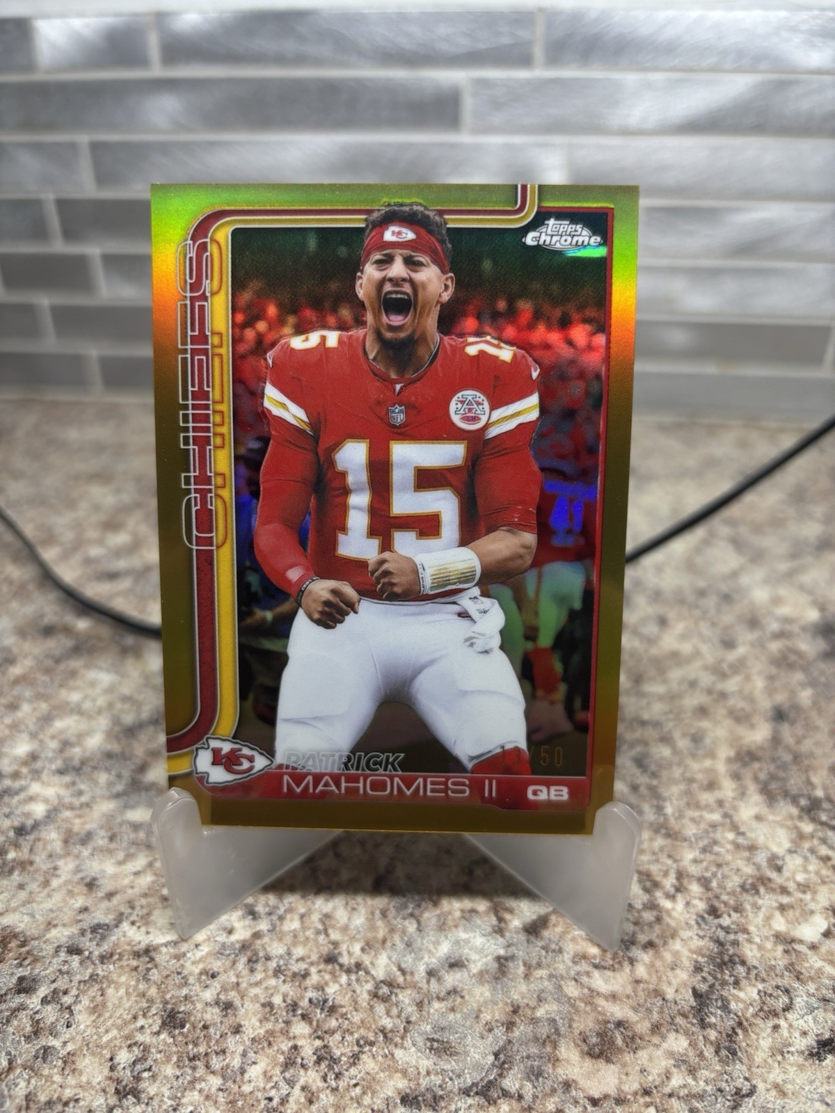 Topps Chrome 2025 Variation True Gold /50 Patrick Mahomes II #148