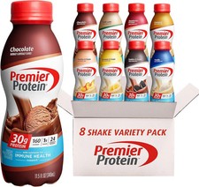 Premier Protein Shake, 8 Flavor Variety Pack, 30G Protein, No Added Sugar, 24 Vi