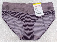 WARNERS No Pinching No Problems Lace Purple Striped Hipster Panty Womens Sz M 6