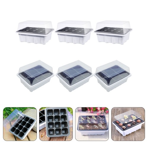 6 Pcs Gardening Plant Growing Trays Plastic Starter Boxes for Nursery - Foto 9 di 12