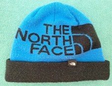 The North Face Blue and Black Pre-Loved Winter Beanie Knit Youth