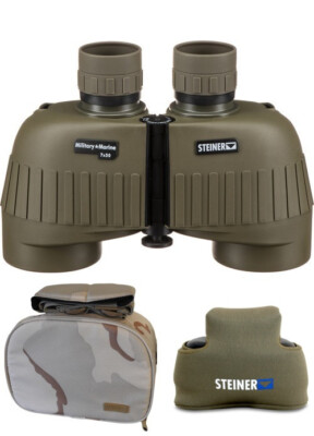Steiner 7x50 Military Marine Binoculars with Premium Binobib Bundle & Camo Case
