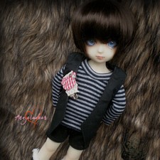 1/6yosd BJD Short Wig Doll Hair Shock Haircut Air Bangs Bob Chocolate LUTS DIKA
