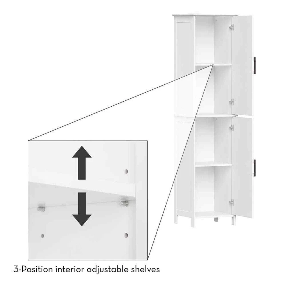 Gabinete alto RiverRidge Home 60" H X 14,75" W, MDF puertas de cierre suave en blanco Foto 4 de 4