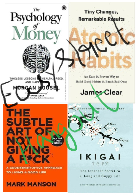 4 book set: Atomic habits, psychology of money ikigai, the subtitle