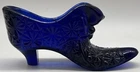 Vintage Fenton Shoe Art Glass Cobalt Blue Daisy Snowflake Cat Head Slipper