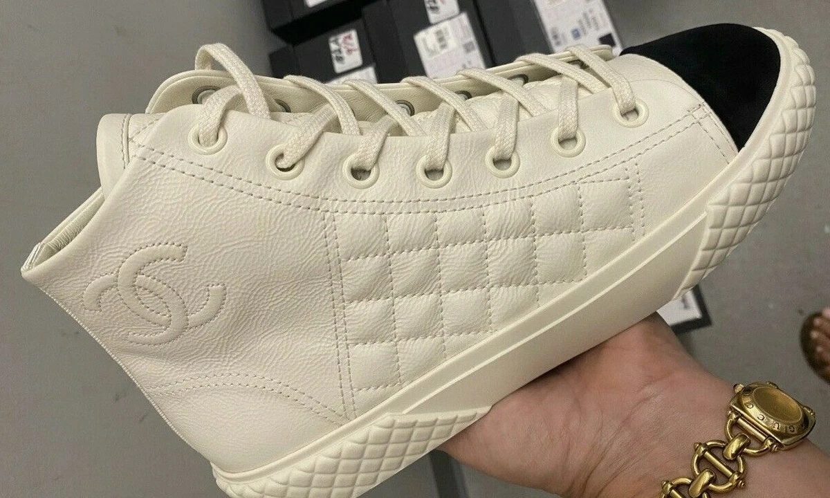Chanel Quilted High Top Sneakers Captoe CC Logo