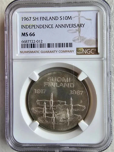 Finland 10 Markkaa 1967 SH Independence Anniversary NGC MS 66