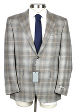 Canali 100 Cashmere Sport Coat 48 R fit 46 58 EU Mens Beige Grey Plaid Blazer