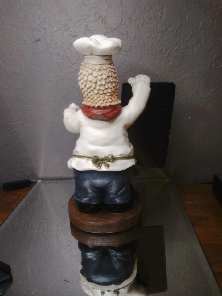 11" tall ROOSTER CHEF chicken cook chalk board holder Kitchen sign statue - Image 4 of 4