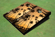Palm Sun Set Custom Cornhole Board