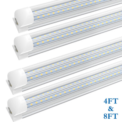T8 LED Shop Light Fixtures 4FT 36W 8FT 90W Garage Ceiling LED Tube Lights 6000K