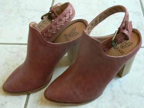 NEW! BEAST Fashion women's 7.5 Berry sling ankle boot 4"layered heel,braid strap