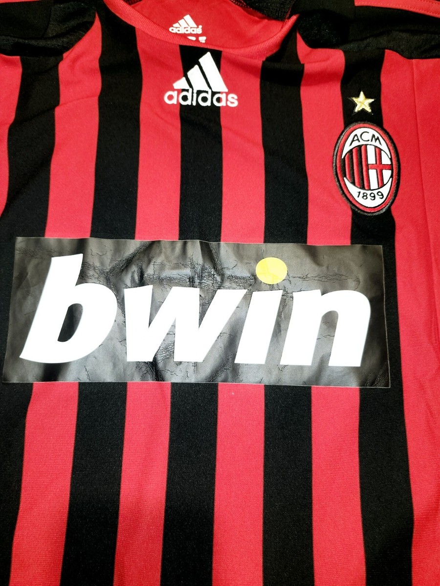 M/L Adult Milan Football Soccer Jersey Adidas Bwin 2007/2008 Home