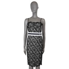 70482 auth CHANEL black cotton 2017 17P LACE COCKTAIL Dress 38 S
