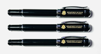 DEPARTMENT OF STATE BLACK METAL ROLLER PEN WITH VELVET POUCH(3 PCS PER PACK)-G