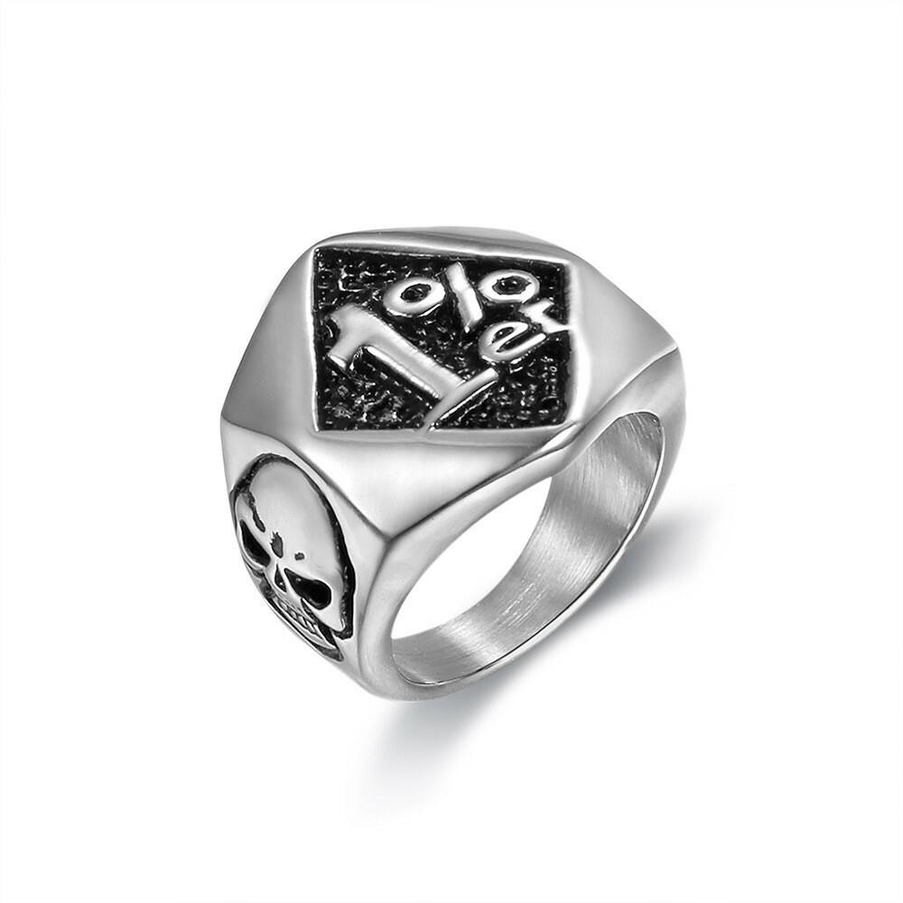 Anello Uomo In Acciaio Inox Con Testa Di Teschio - Design Gotico Vintage Punk, Misura Universale, Per Look Alternativo