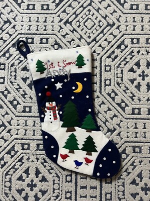 Vintage Unbranded Let It Snow Andy Graphic Snowy Night Felt Christmas Stocking